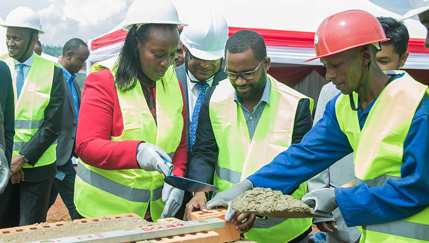 Minister of Health, Dr Diane Gashumba (left) officiated at the groundbreaking event of the $18 million firm. (Nadege Imbabazi)