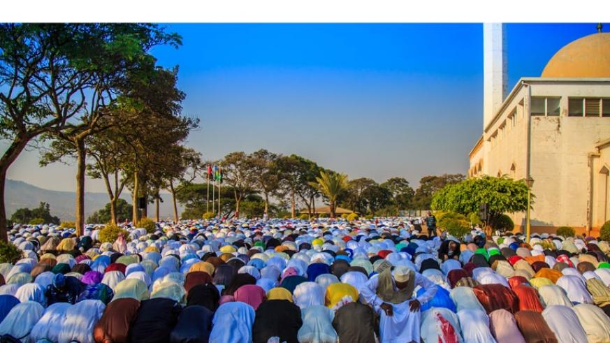 Muslim faithful pray at Kigali Muslim Cultural Centre in Nyamirambo in 2015 celebrating the Islamic holy month of Ramadhan. File.