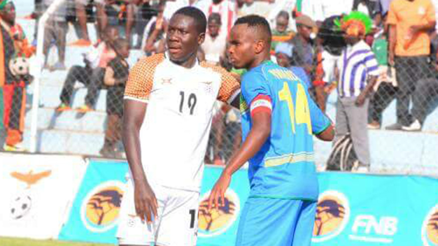 Rwandan skipper Prince Buregeya (with armband) was sent off in the 94th minute. Courtsey.