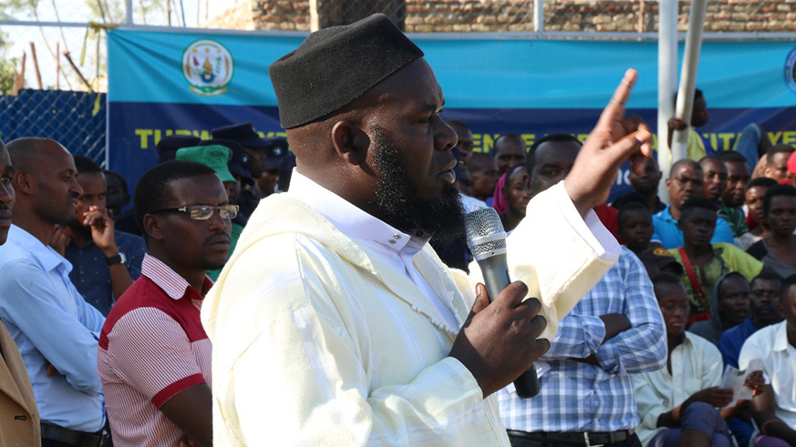 Sheikh Nzanahayo Kassim, who represented the Mufti spoke on behalf of faith-based organisations. Courtesy