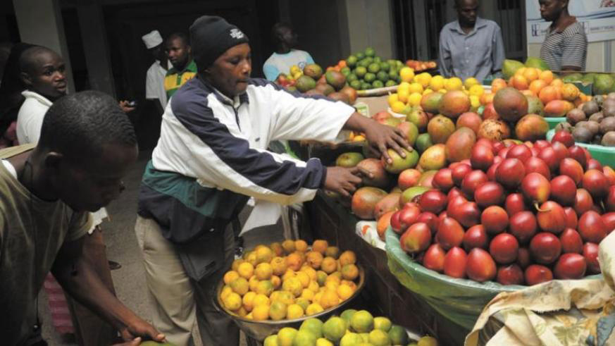 A stall of fruits in Kigali City Market in downtown Kigali. The ban on fruits from South Africa over the listeriosus outbreak has caused shortage of apples on the local market. File.