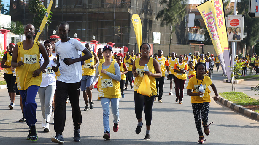 Kigali Peace Marathon participants run for fun a 10 km race in Kigali yesterday