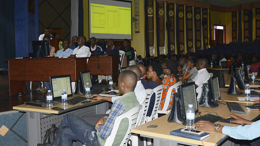 Taxpayers during a training at RRA headquarters in Kigali. Appolonia Uwanziga.