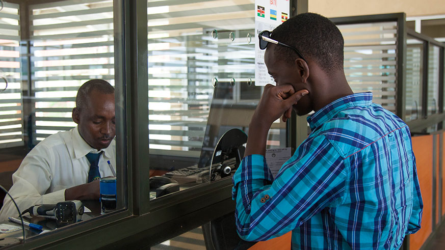 A traveler at Kagitumba-Mirama Hills one-stop border post. Nadege Imbabazi.