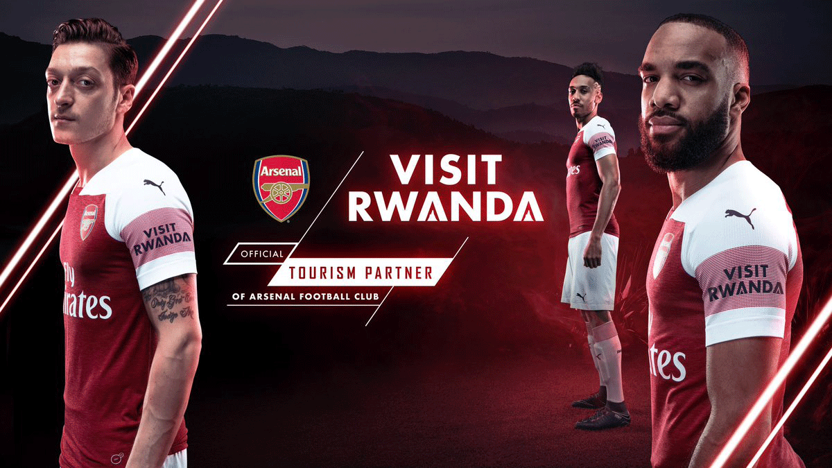 Arsenal players will have all their teams wear 'Visit Rwanda' on their sleeves . (Courtesy photo)