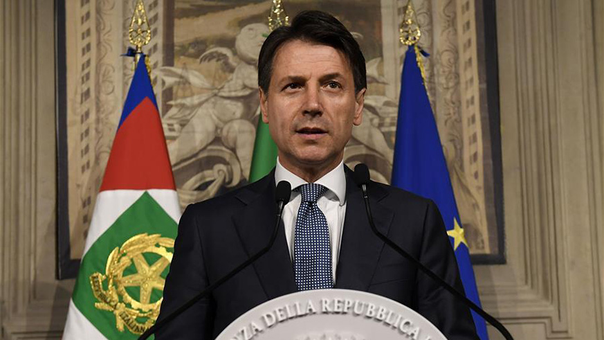 Giuseppe Conte addresses a press conference after meeting with Italian President Sergio Mattarella in Rome. (Net photo)