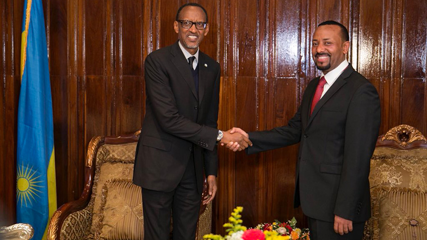 President Kagame today begun a State Visit to Ethiopia by holding bilateral talks with Prime Minister Dr. Abiy Ahmed. (Courtesy photo)