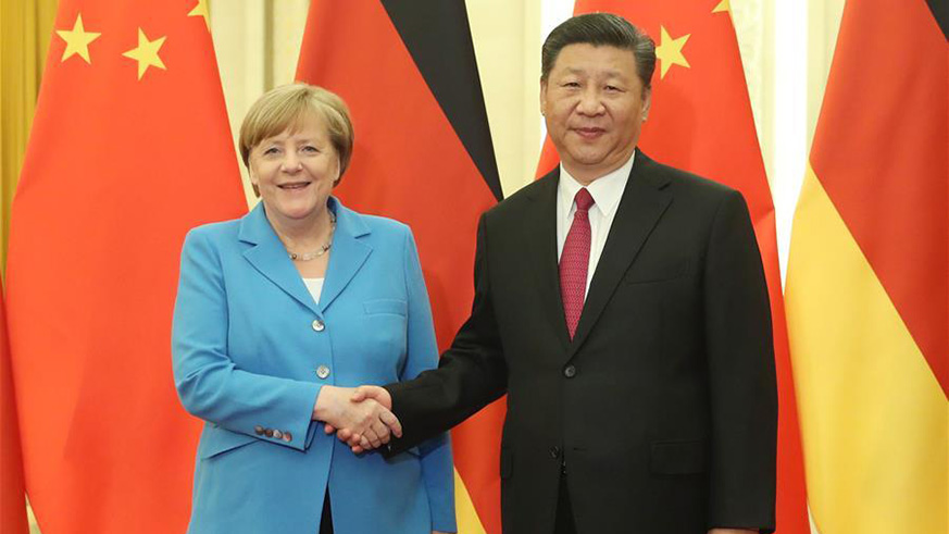 Chinese President Xi Jinping meets with German Chancellor Angela Merkel, in Beijing, capital of China, May 24, 2018. (Net photo)