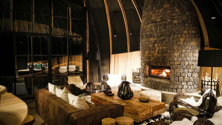 Inside the luxurious Bisate lodge.