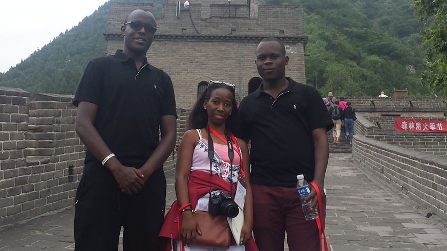 L-R The New Times journalists- ElisÃ©e Mpirwa,  Anne Dushimimana and Jean dâ€™Amour Mbonyinshuti at the Great Wall of China. courtesy