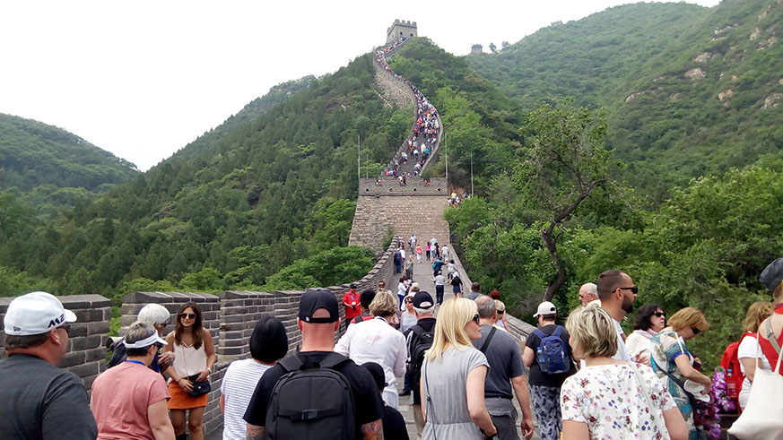 Some of tourists climbing the Great Wall of China