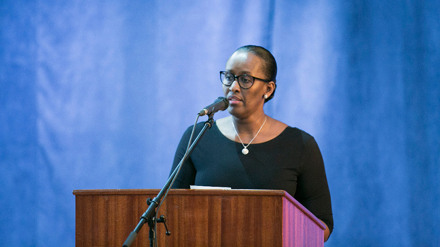First Lady Mrs Jeannette Kagame delivering the opening remarks at yesterdayâ€™s CafÃ© LittÃ©raire forum in Kigali. Rwandaâ€™s history and its dark part about the 1994 Genocide against the Tutsi should be clearly explained to the youth in the country and abroad to prevent the latter from falling in the pitfall of denying the Genocide or ending up in total ignorance of what happened. The call was made yesterday by different experts who spoke at one of the CafÃ© LittÃ©raire series organised by the National Commission for the Fight against Genocide (CNLG). Courtesy.