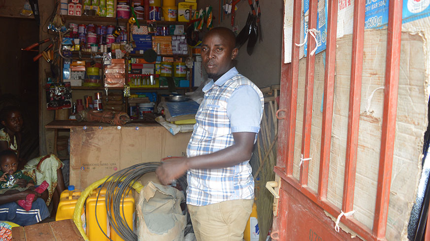 Gatarayiha in his hardware shop. He saved and got a loan from Umwalimu Sacco. Photos by Joseph Mudingu.