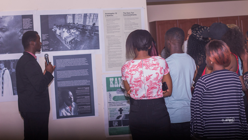 Christian Nzamuye explains to the gathering the history of division and Genocide in Rwanda. Courtesy. 