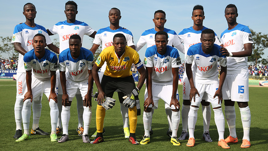 Rayon Sports line-up before the match. / Sam Ngendahimana