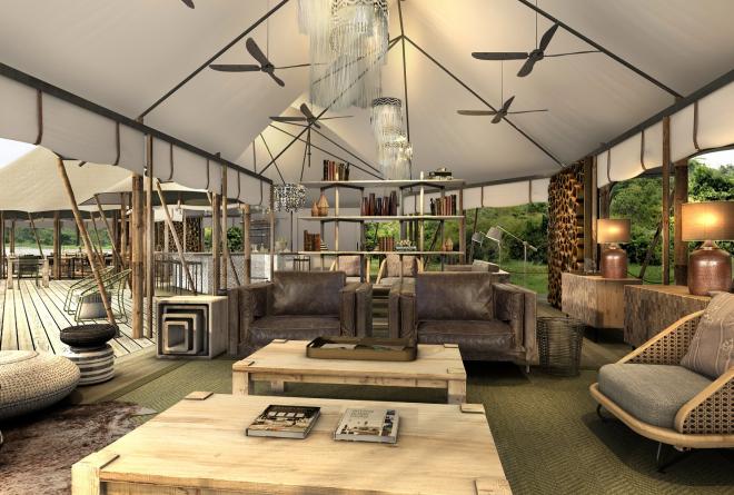 Artistic impressions of the the soon to be launched six-tented camp called Magashi, will be situated in the north-eastern part of Akagera overlooking Lake Rwanyakazinga. / Courtesy