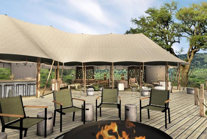 Artistic impressions of the the soon to be launched six-tented camp called Magashi, will be situated in the north-eastern part of Akagera overlooking Lake Rwanyakazinga. / Courtesy