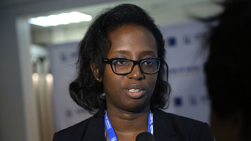 Bank of Kigali chief executive Diane Karusisi speaks to journalists this week. Sam Ngendahimana.