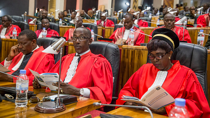 Judges during a past event at Parliament Building in Gasabo District. The Court of Appeal sets in motion efforts by the judiciary to try appeal cases at a higher level without necessarily going to the Supreme Court. File.