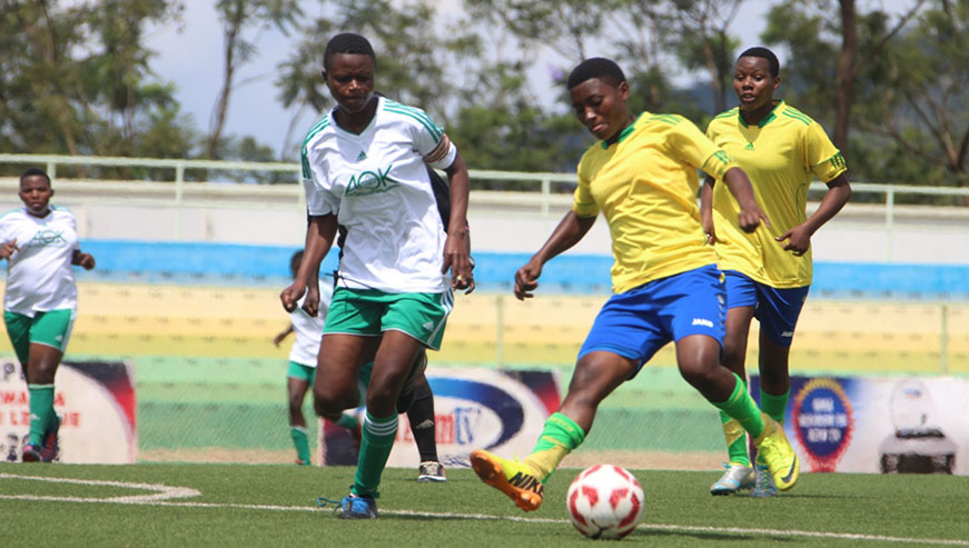 Forward Dorothu00e9e  Mukeshimana (with the ball) has scored 10 goals for AS Kigali this season. Courtesy