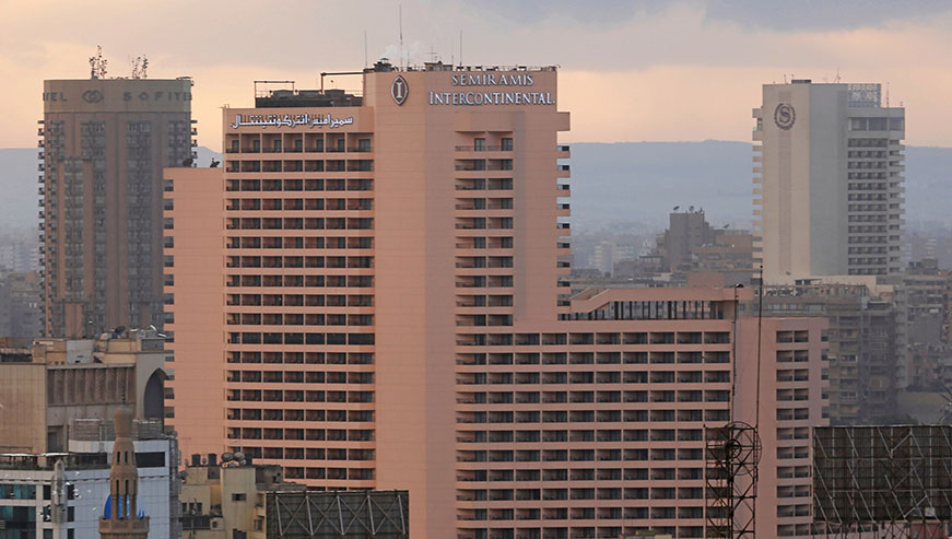 A line of hotels along Nile Corniche in Cairo. Net photo.