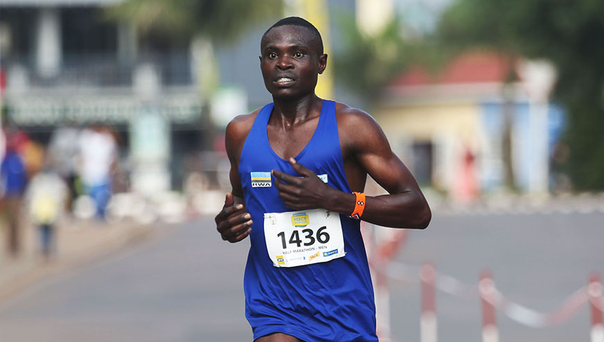 Noel Hitimana in action during the last monthu2019s Kigali International Peace Marathon . Sam Ngendahimana.