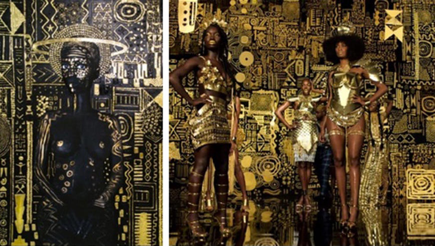 A side-by-side image submitted to the court by Viktor, with her work on the left and an image from the video on the right.