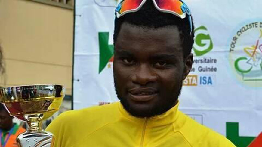 Bonaventure Uwizeyimana poses with his medal in Cameroon yesterday. Courtesy.