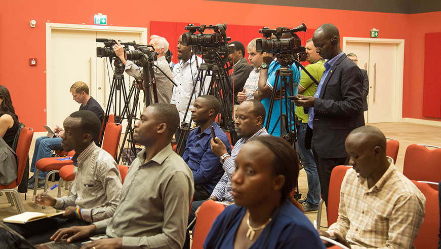 Media during the press briefing. Nadege Imbabazi Media during the press briefing. Nadege Imbabazi