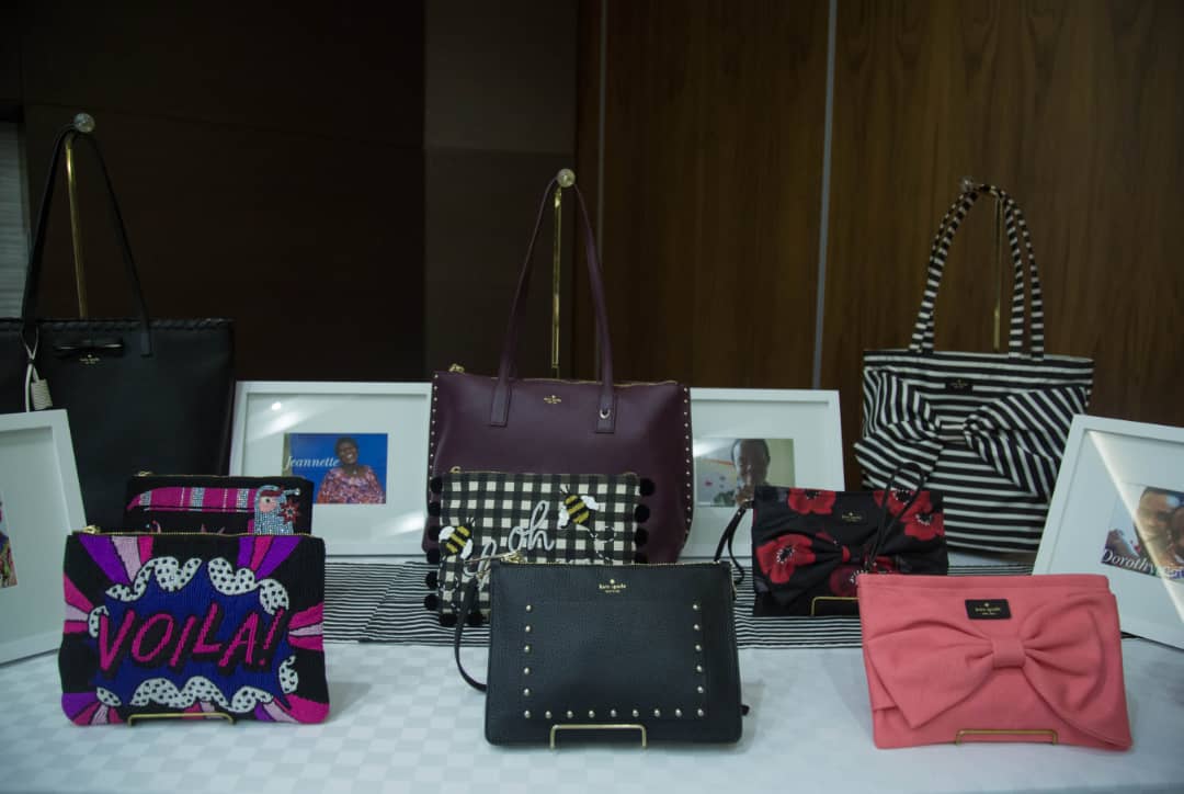 Some of the Made in Rwanda collection of Kate Spade handbags. / Nadege Imbabazi
