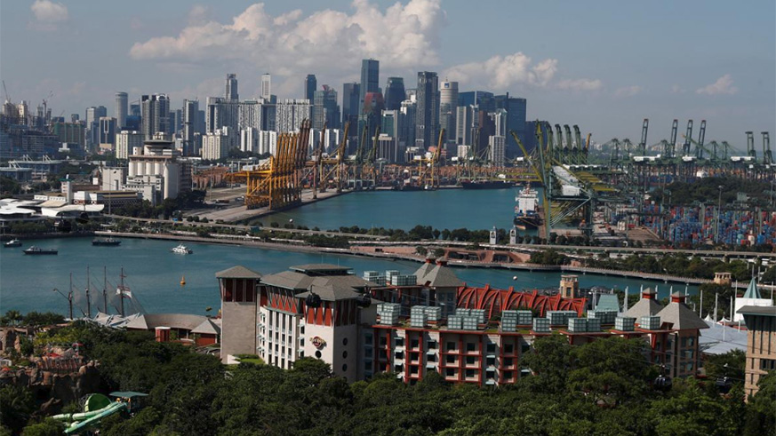 A view of Sentosa island and the skyline of the central business district in Singapore June 4, 2018. / Internet photo
