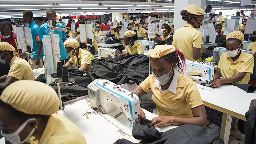 Workers at G&H Garments Co. plant at the Special Economic Zone in Kigali. File.