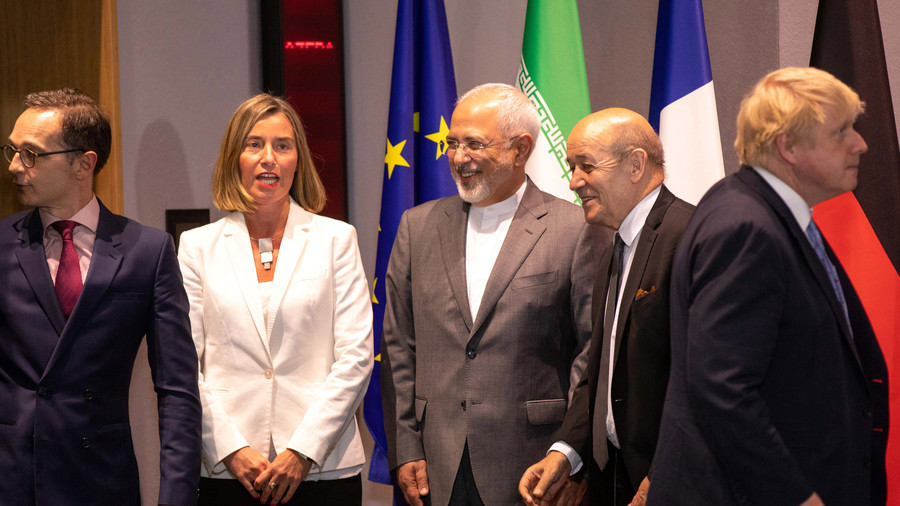 EU Foreign Policy Chief Federica Mogherini along with Foreign ministers from Britain, Germany and France meet Iran's Foreign Minister Mohammad Javad Zarif in Brussels, Belgium, May 15, 2018. / Internet photo
