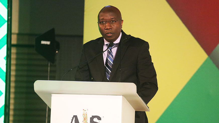 Prime Minister Edouard Ngirente delivers his opening remarks at the Africa Innovation Summit in Kigali yesterday. He announced that the Government will launch the National Research and Innovation Fund next week. Sam Ngendahimana.