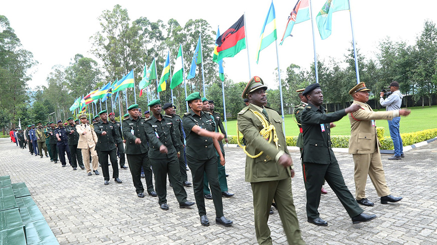 A parade by senior officers who graduated at RDF Command and Staff College in Musanze District. Regis Umurengezi