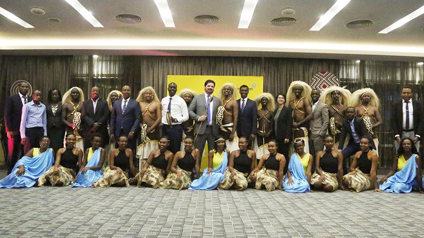 TransUnion staff pose for a group photo after the event.