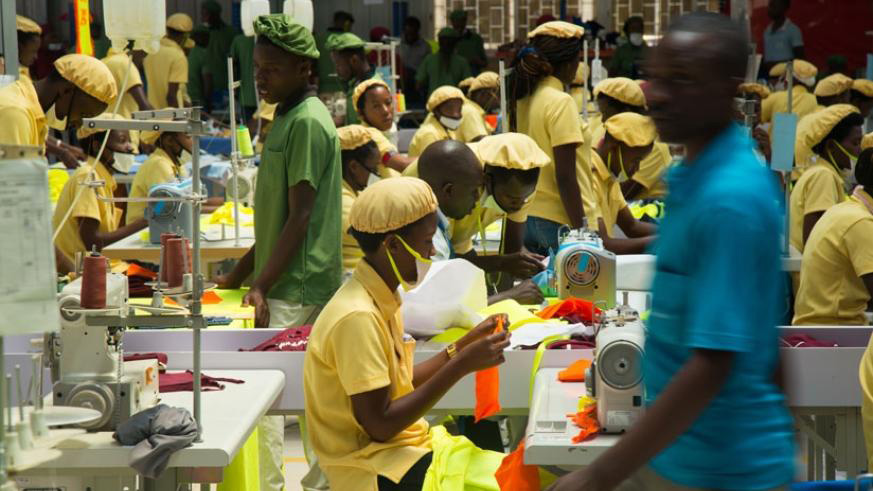 Workers at C&H garment factory in Kigali. File.
