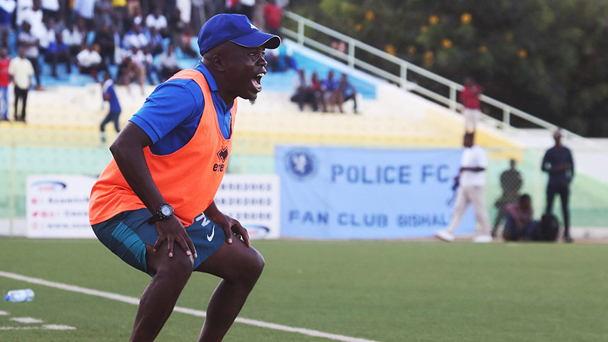 Police FC head coach Albert Joel Mphande in action during match last week at Kigali Stadium (Sam Ngendahimana)