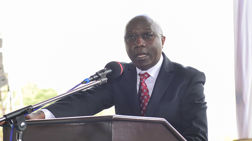 Prime Minister Ngirente speaks at the ceremony to enthrone the new Archbishop of the Province of the Anglican Church of Rwanda yesterday. / Frederic Byumvuhore