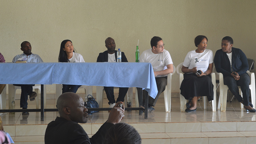 Senior staff members of AB Bank together with the Executive  Secreatary and other local leaders of Gikomero.