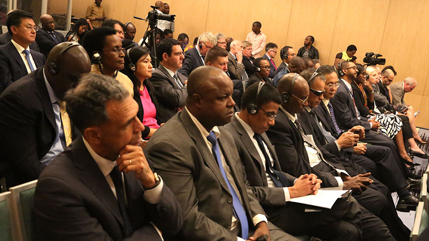 Diplomats follow CNLG's Executive Secretary's remarks during the event