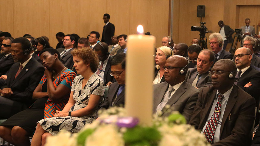Diplomats follow the testimony during the event