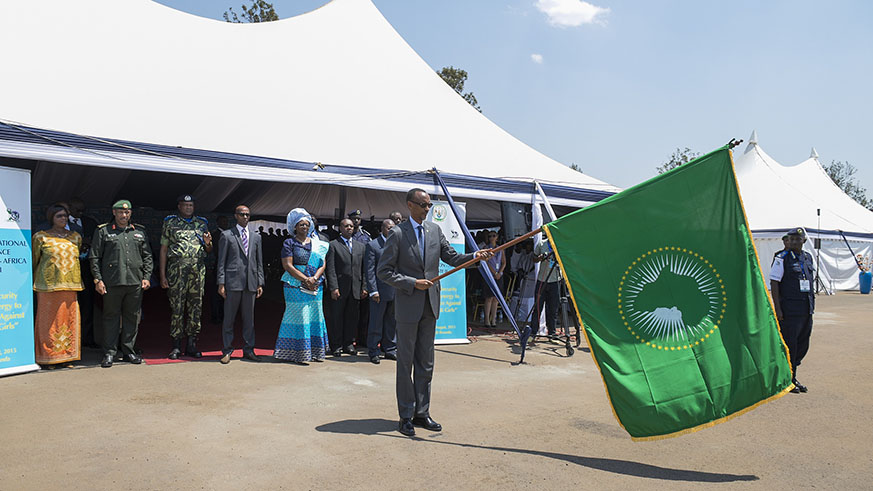 President Paul Kagame flags off the KICD training in 2015.