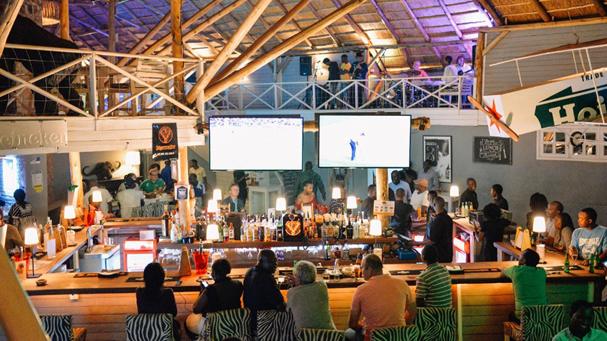The bar area at Pili Pili is fitted with several TV screens. Courtesy photo
