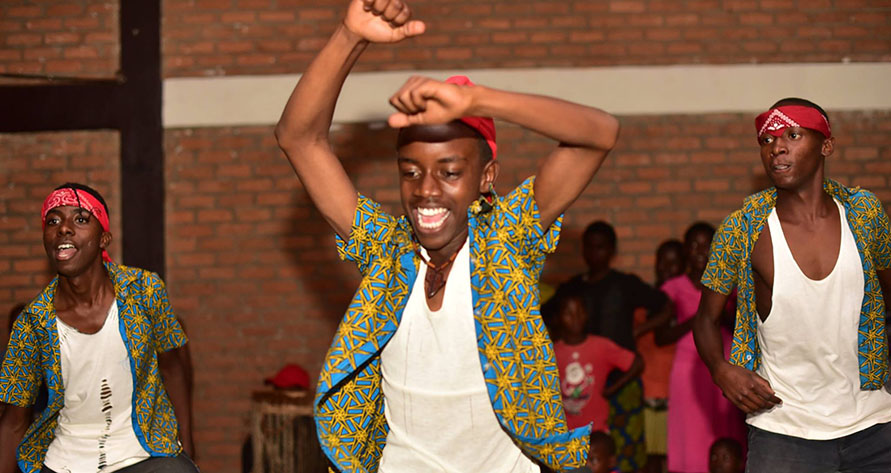 Children from The Root Foundation perform a modern dance during a talent show at the foundationu2019s centre in Kigali recently. Courtesy photo