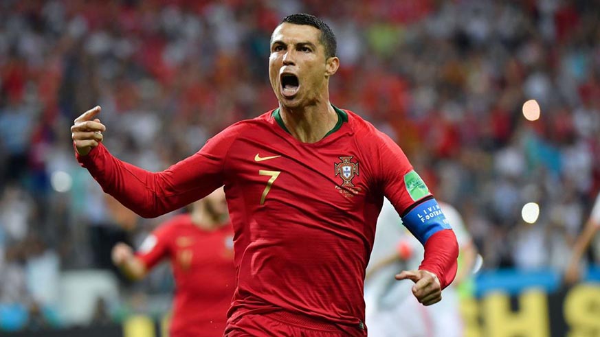 Cristiano Ronaldo celebrates scoring against Spain on Friday. Net photo