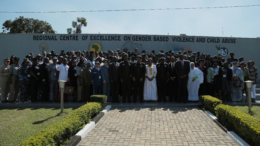 Senior government officials and heads of security institutions in Rwanda joined in the group photo with training participants