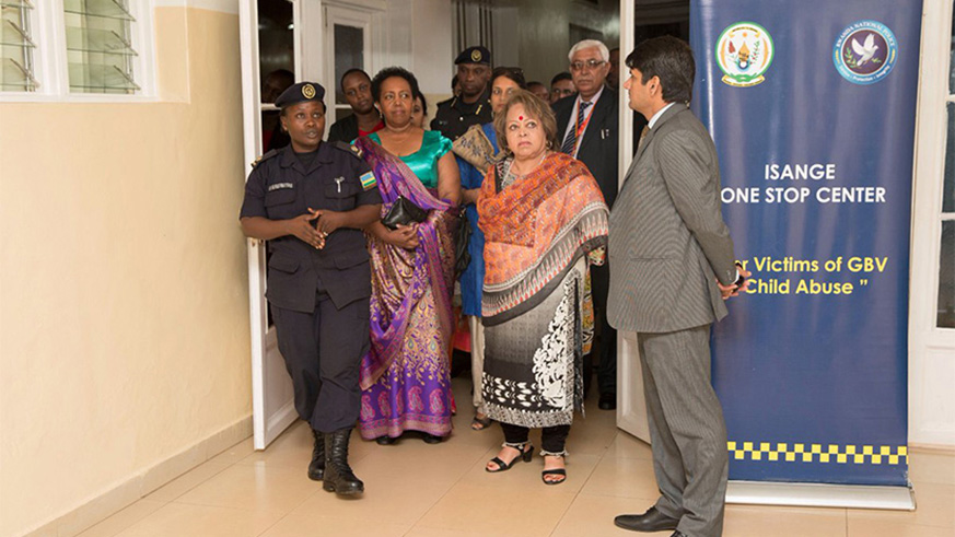 Mrs. Salma Ansari, the wife of Indian Vice President Mohammad Hamid Ansari being given a tour around Isange one Stop Center last year. File.