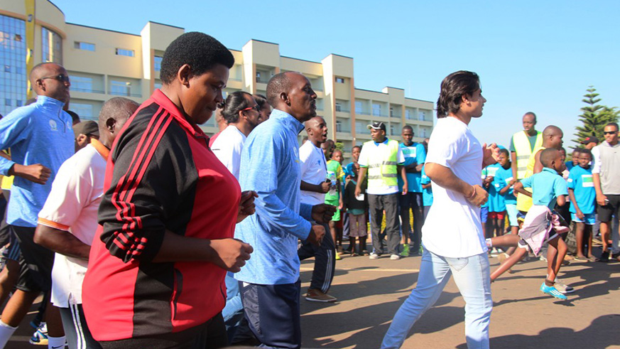 Member of Parliament (MP) Annonciate Mukarugwiza participated in the 3km run for fun race. Courtesy
