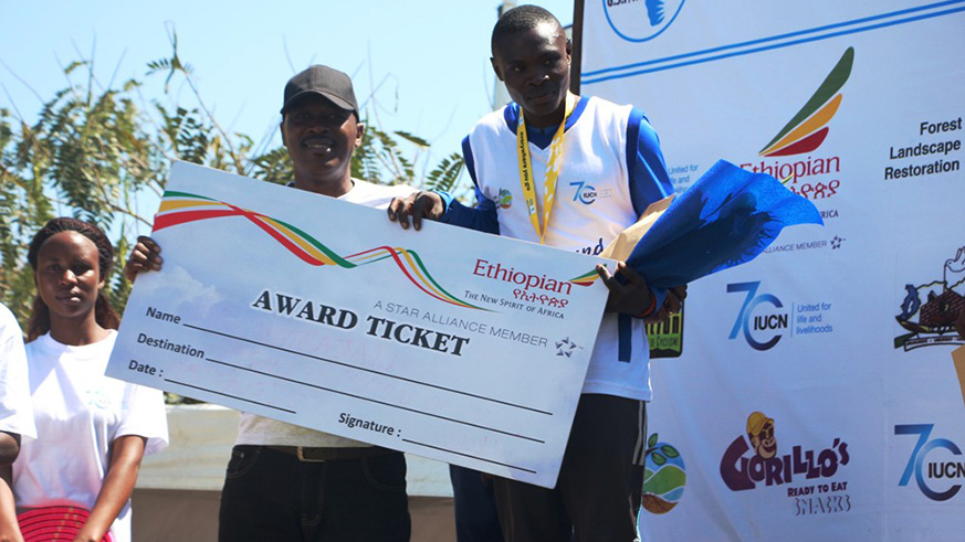 Noel Hitimana added the Bugesera 20km race gold to the Kigali Peace Marathon gold medal he scooped last month. Courtesy